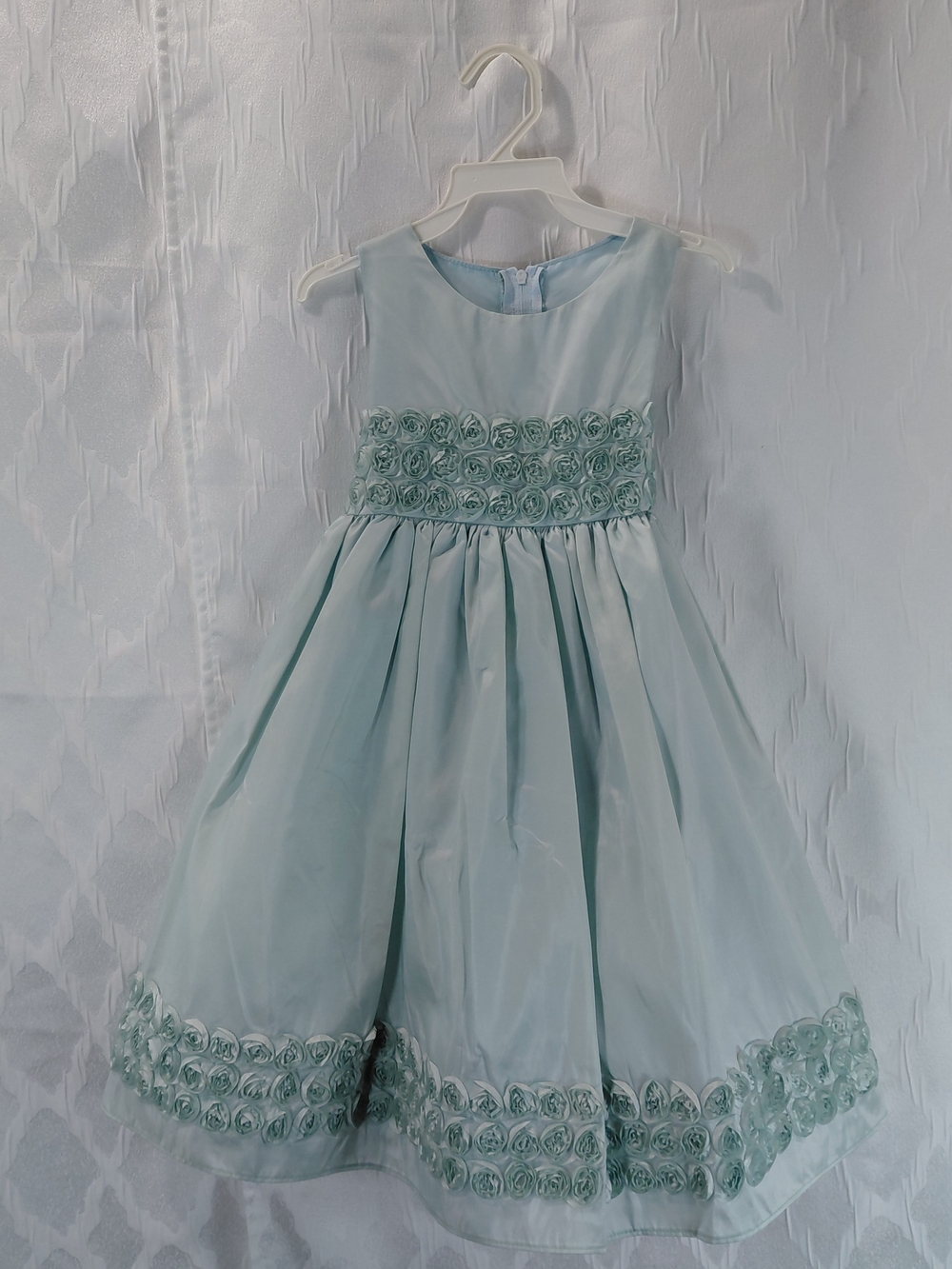Girls' Light Mint Rosette Waistband Party Dress